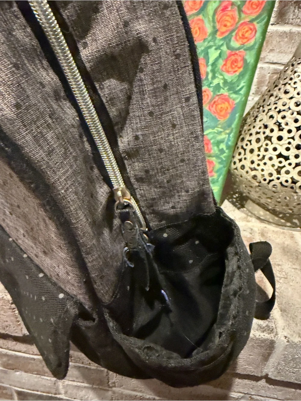 Banana Fish Studio Polka Dot Two-Tone Backpack - Black & Gray